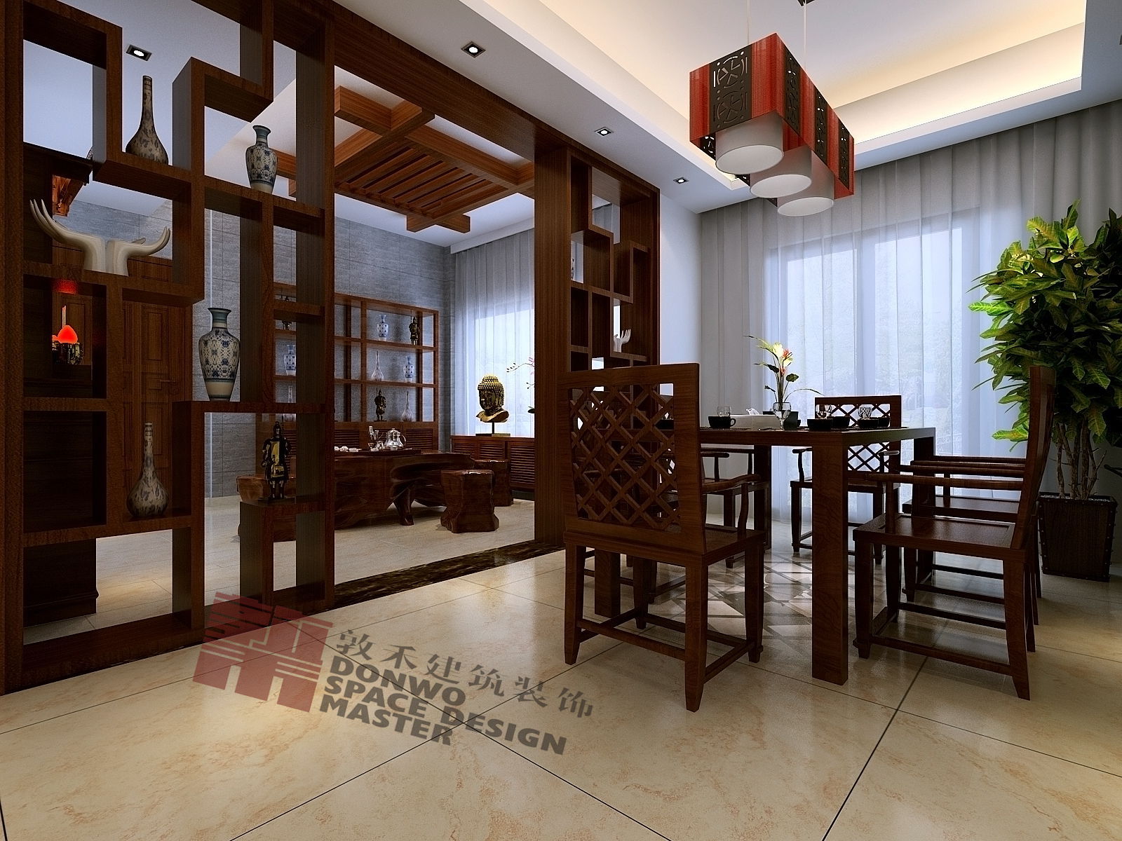 中式家裝效果圖屏風_家裝現(xiàn)代中式簡約風格_廈門中式風格家裝