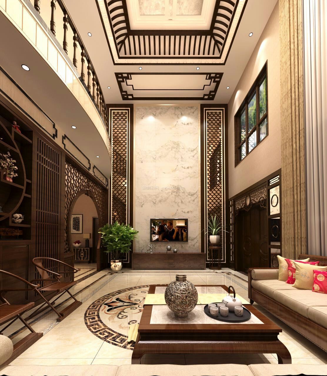 中式家裝效果圖屏風_家裝現(xiàn)代中式簡約風格_廈門中式風格家裝