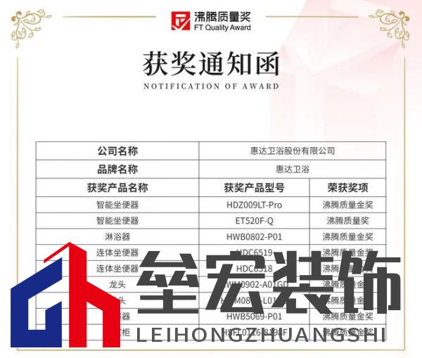 2024沸騰質(zhì)量獎9項大獎，惠達衛(wèi)浴品質(zhì)實力的最佳注腳！